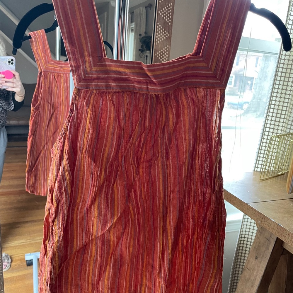 Orange Striped Square neck tank
